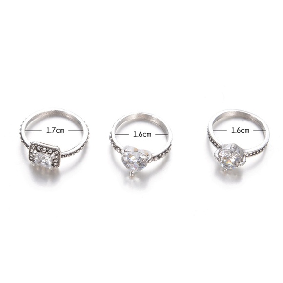 **CORAZON* 3-Pc Silver Rhinestone Fashion Ring Set - Picture 7 of 7